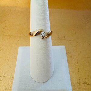 14K Yellow Gold Solitaire Bypass Diamond Ring size 5.5